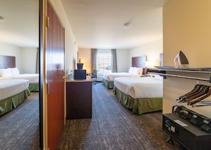 Premium bedding, down comforters, pillowtop beds, desk