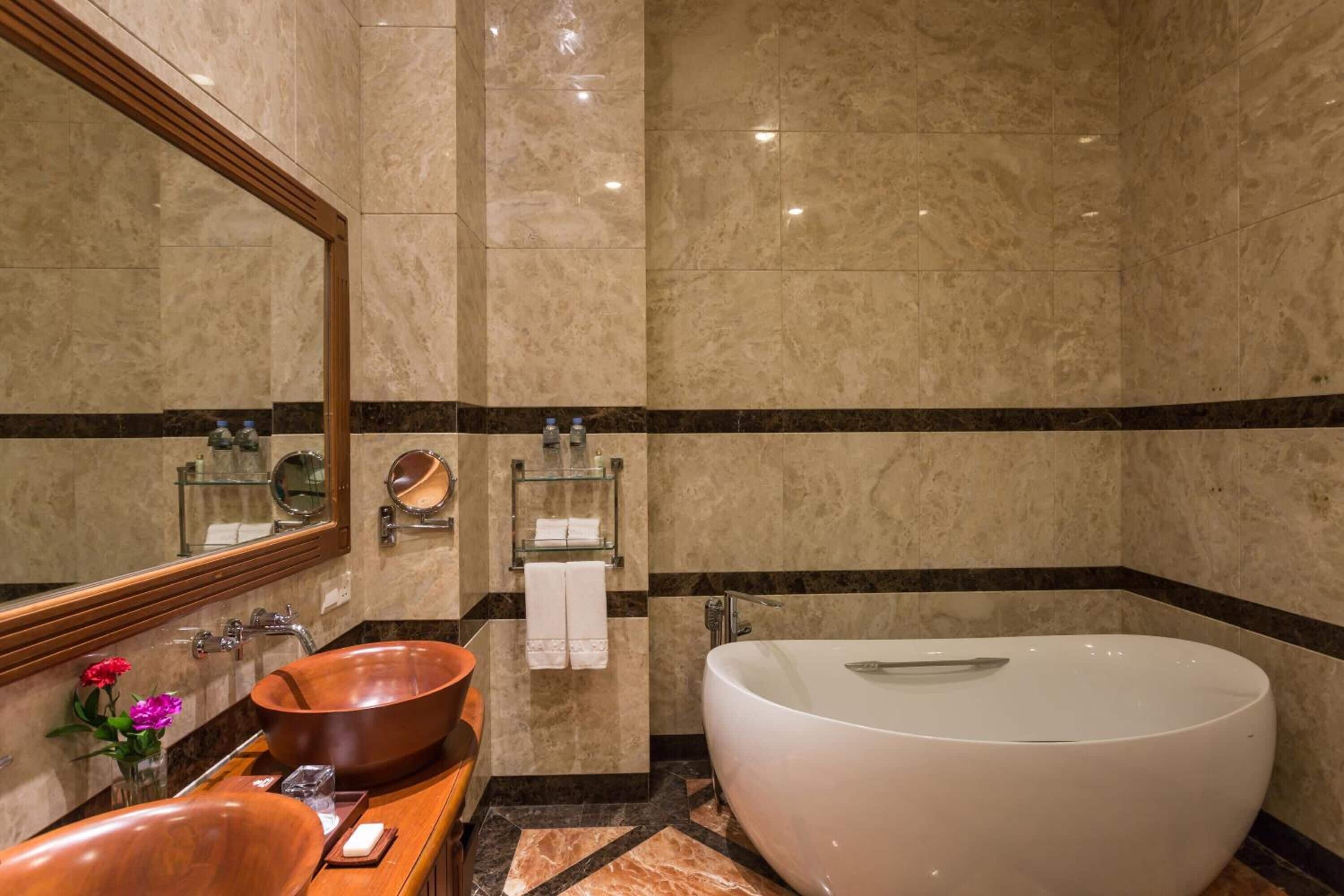 shower, designer toiletries, hair dryer, bathrobes