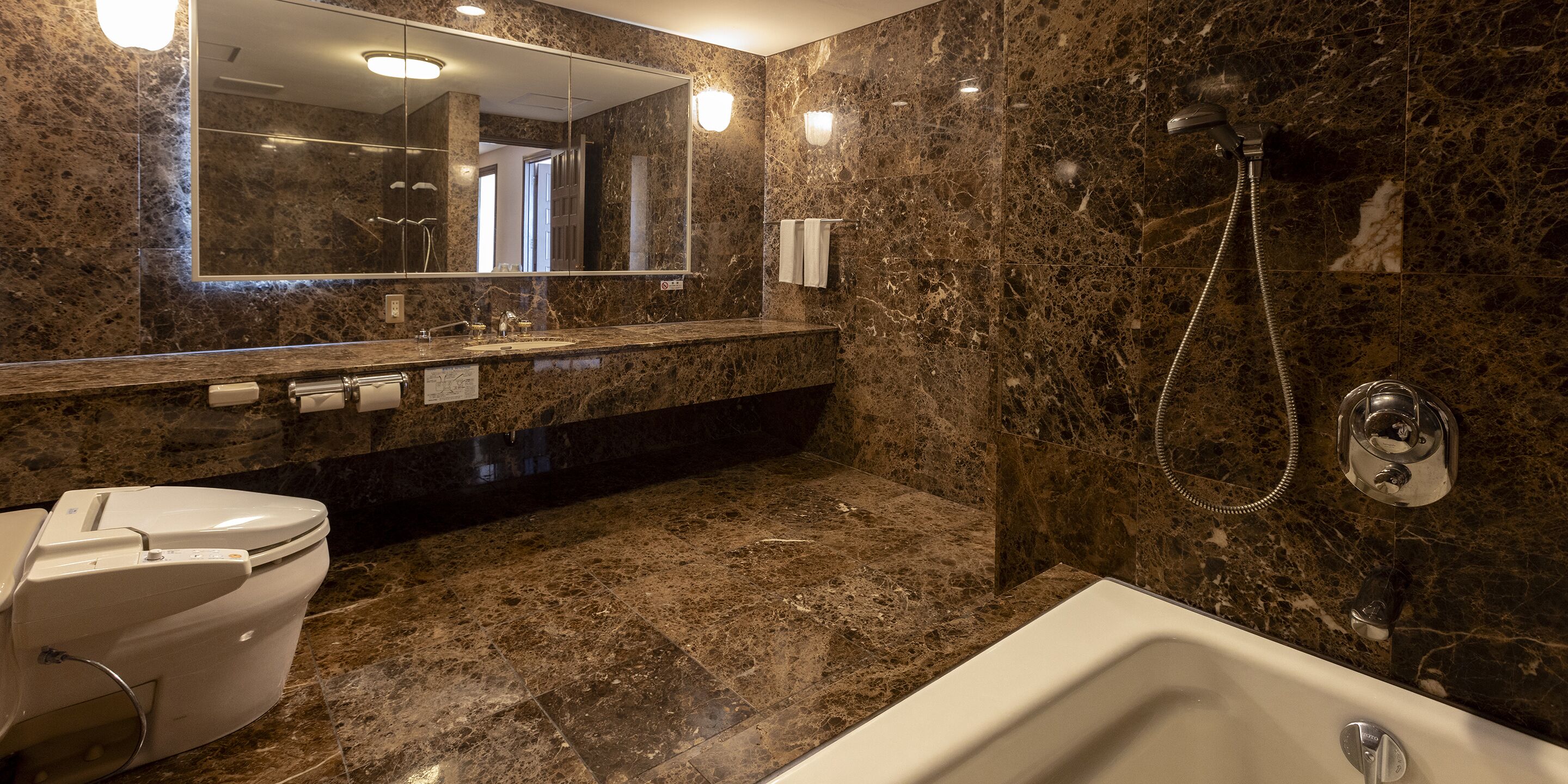 free toiletries, hair dryer, bathrobes, slippers