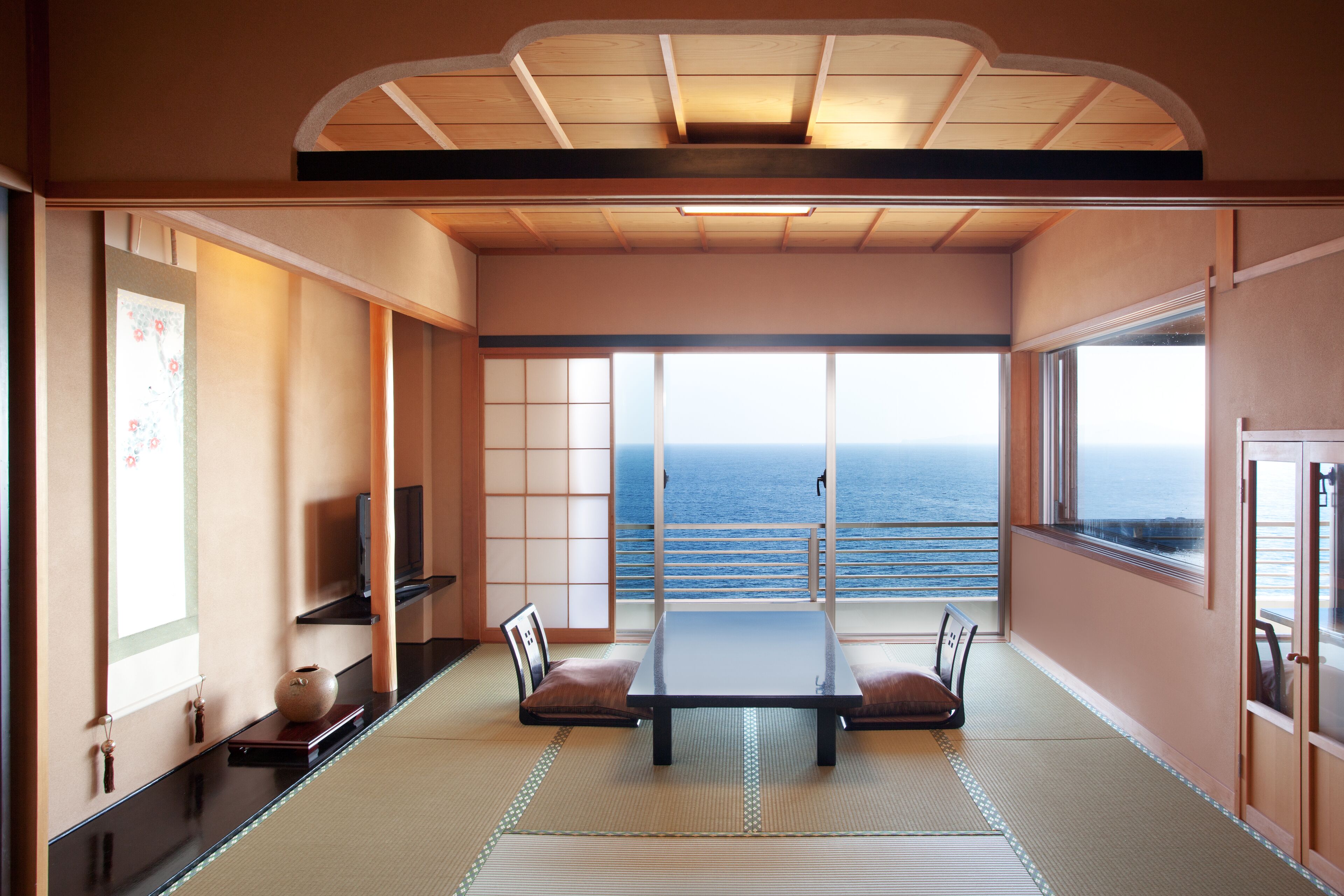 japanese style room with ocean-view private bath (8+6 tatami mats) dinner : french kaiseki cuisine | minibar, in-room safe, blackout curtains, free wifi