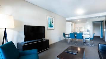 Two Bedroom Apartment | Living area | 20-inch flat-screen TV with cable channels