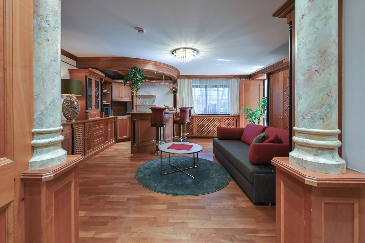 Luxury-Suite, 1 Queen-Bett und Schlafsofa, Kochnische, Seeblick (Suite) | Wohnbereich