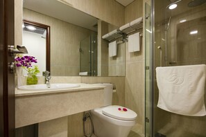 Free toiletries, hair dryer, slippers, towels