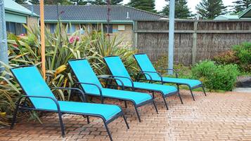 Outdoor pool, pool loungers