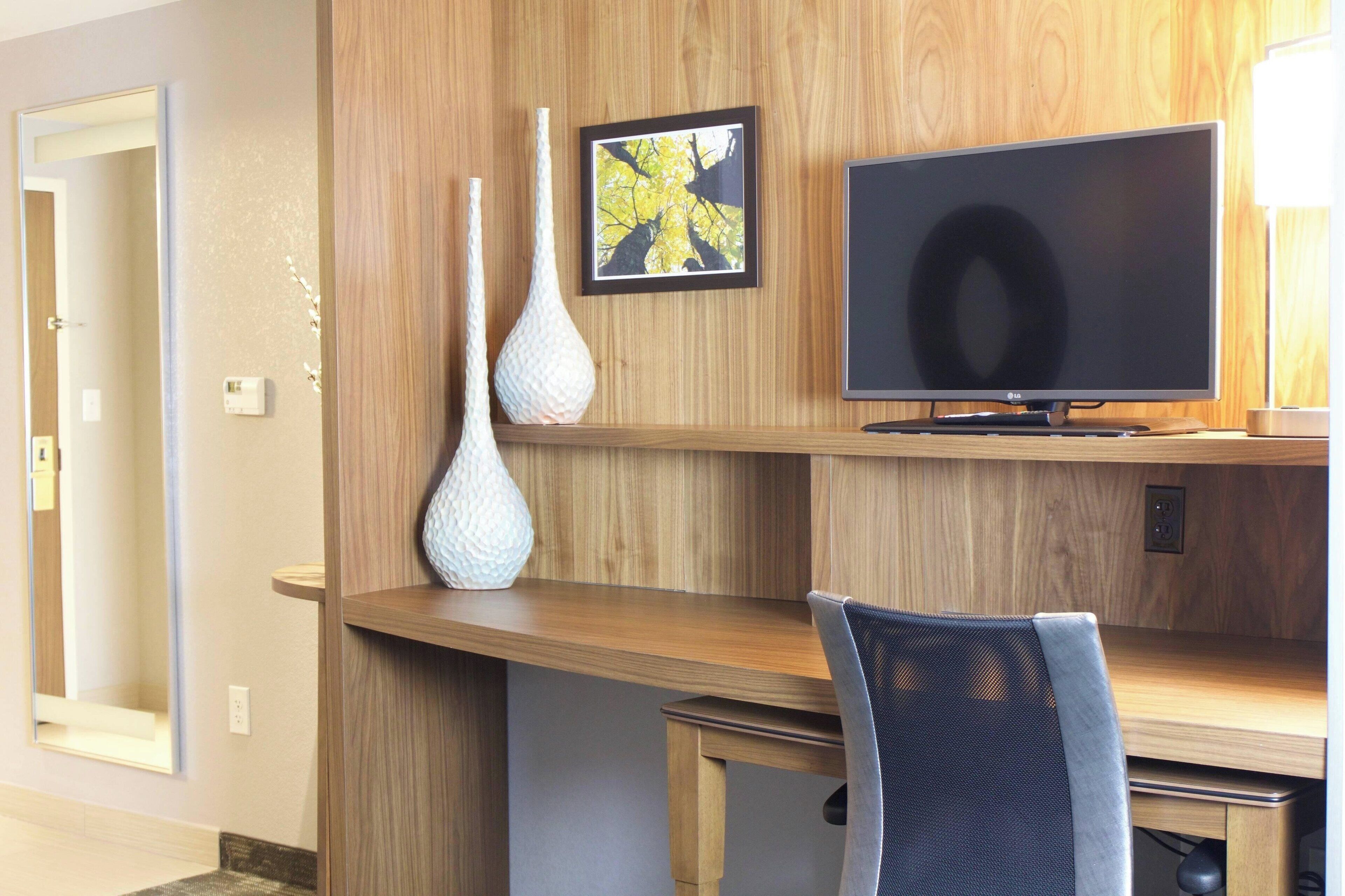 1 bedroom, desk, laptop workspace, iron/ironing board