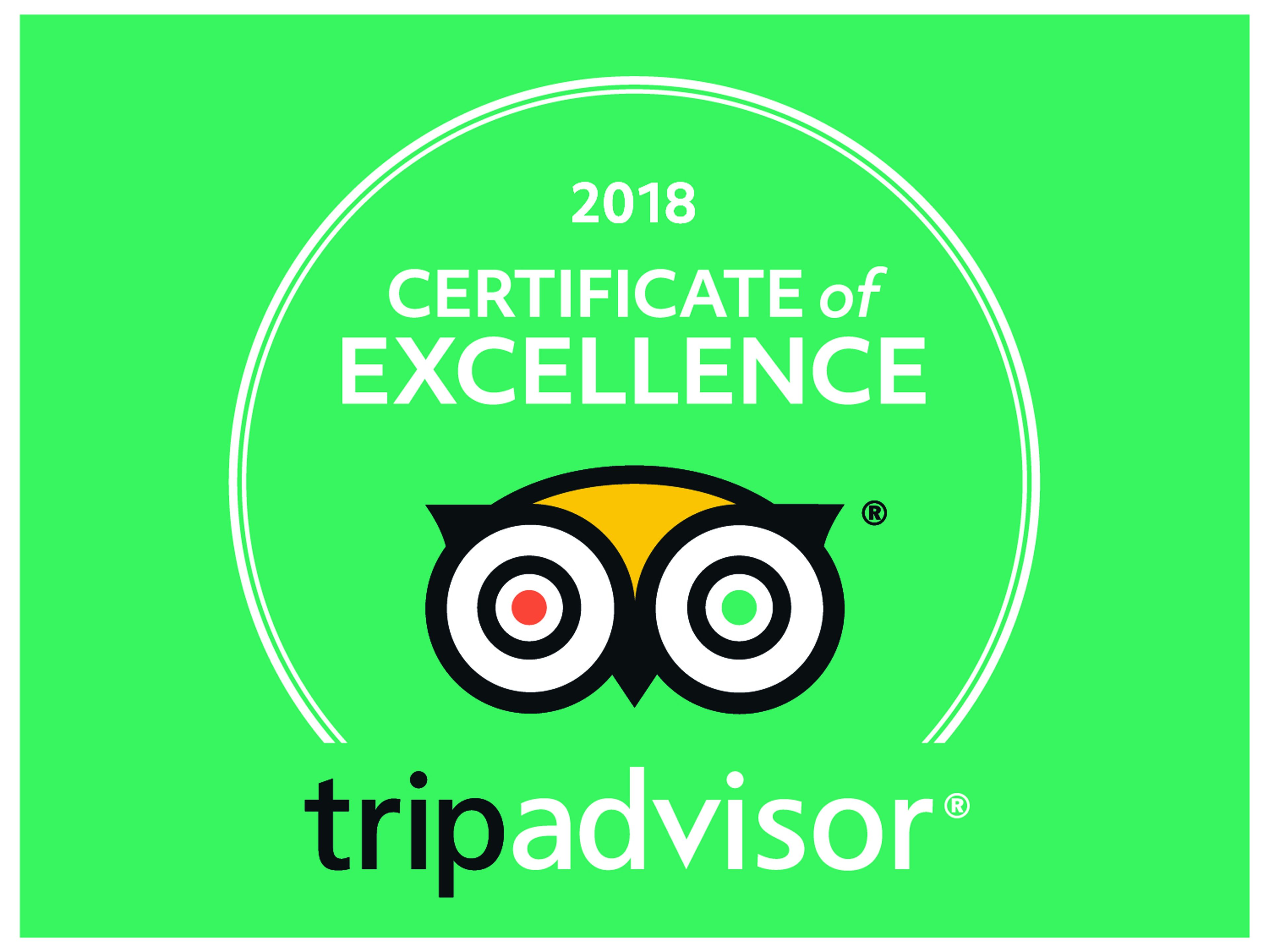 Un distintiu d'excel·lència de TripAdvisor amb l'any 2018.