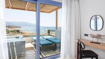 Suite, Hot Tub, Sea View | Pillowtop beds, in-room safe, individually decorated