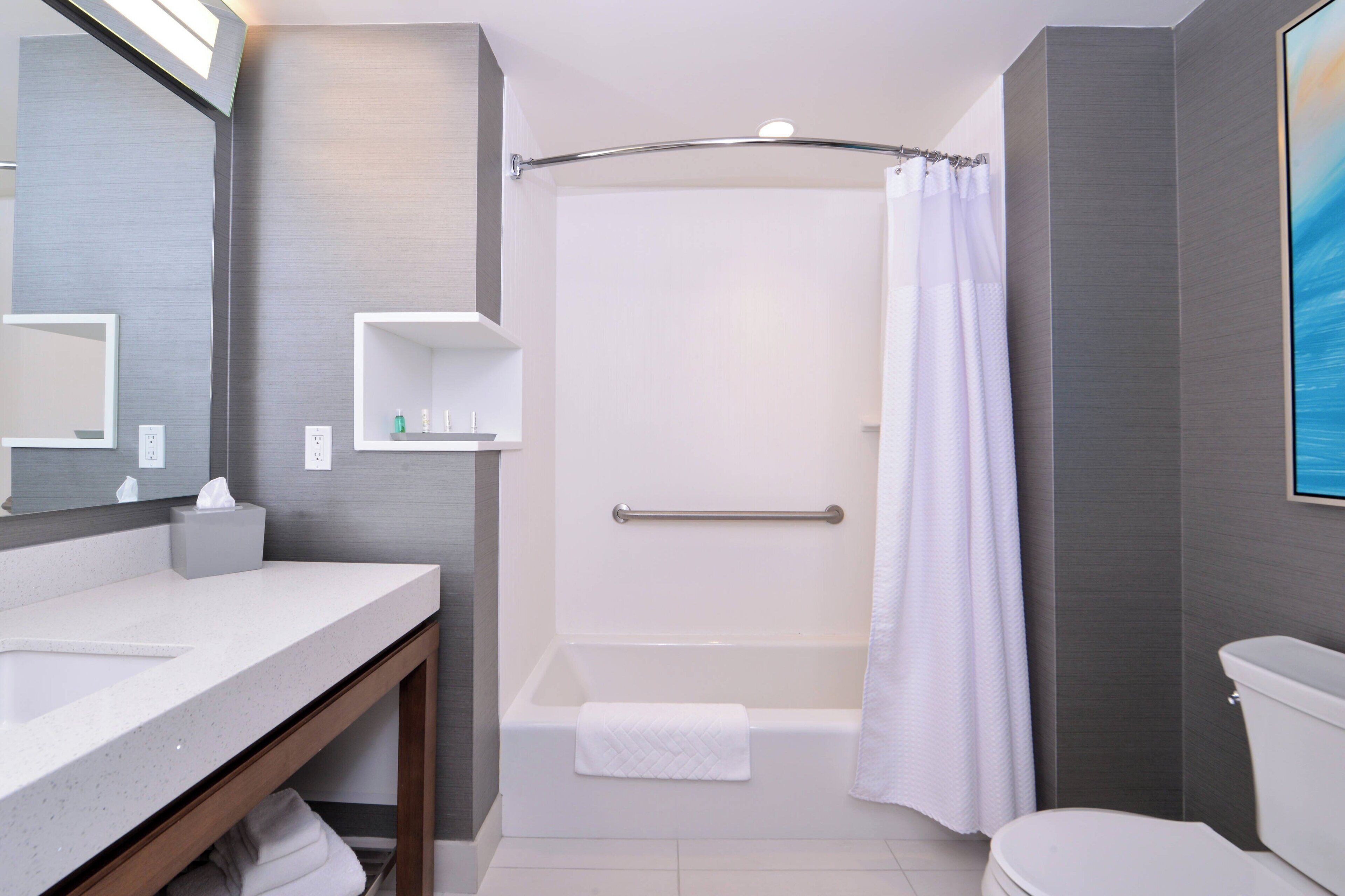 room, 2 queen beds | bathroom | shower, hair dryer, towels
