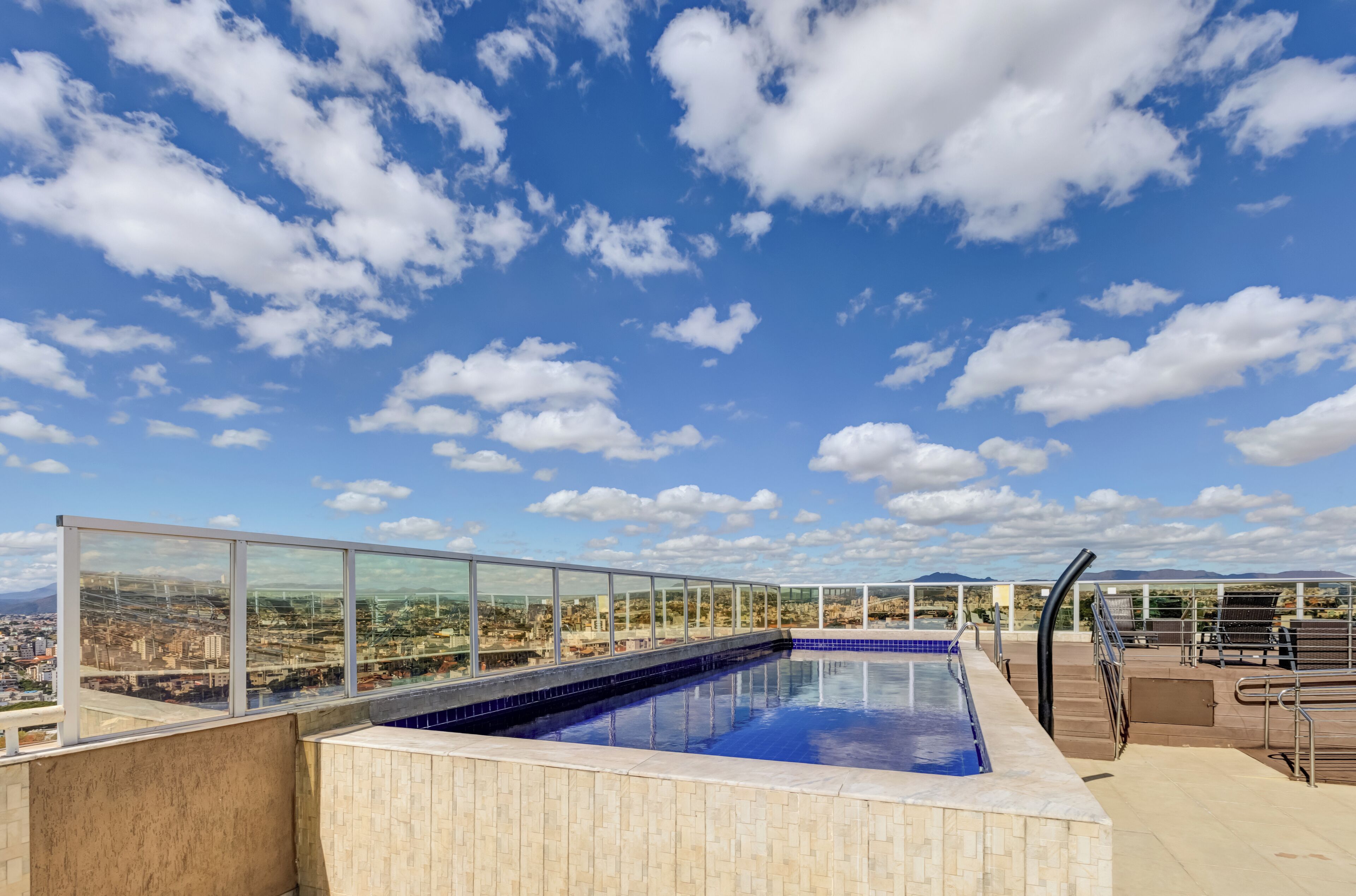 outdoor pool, pool loungers