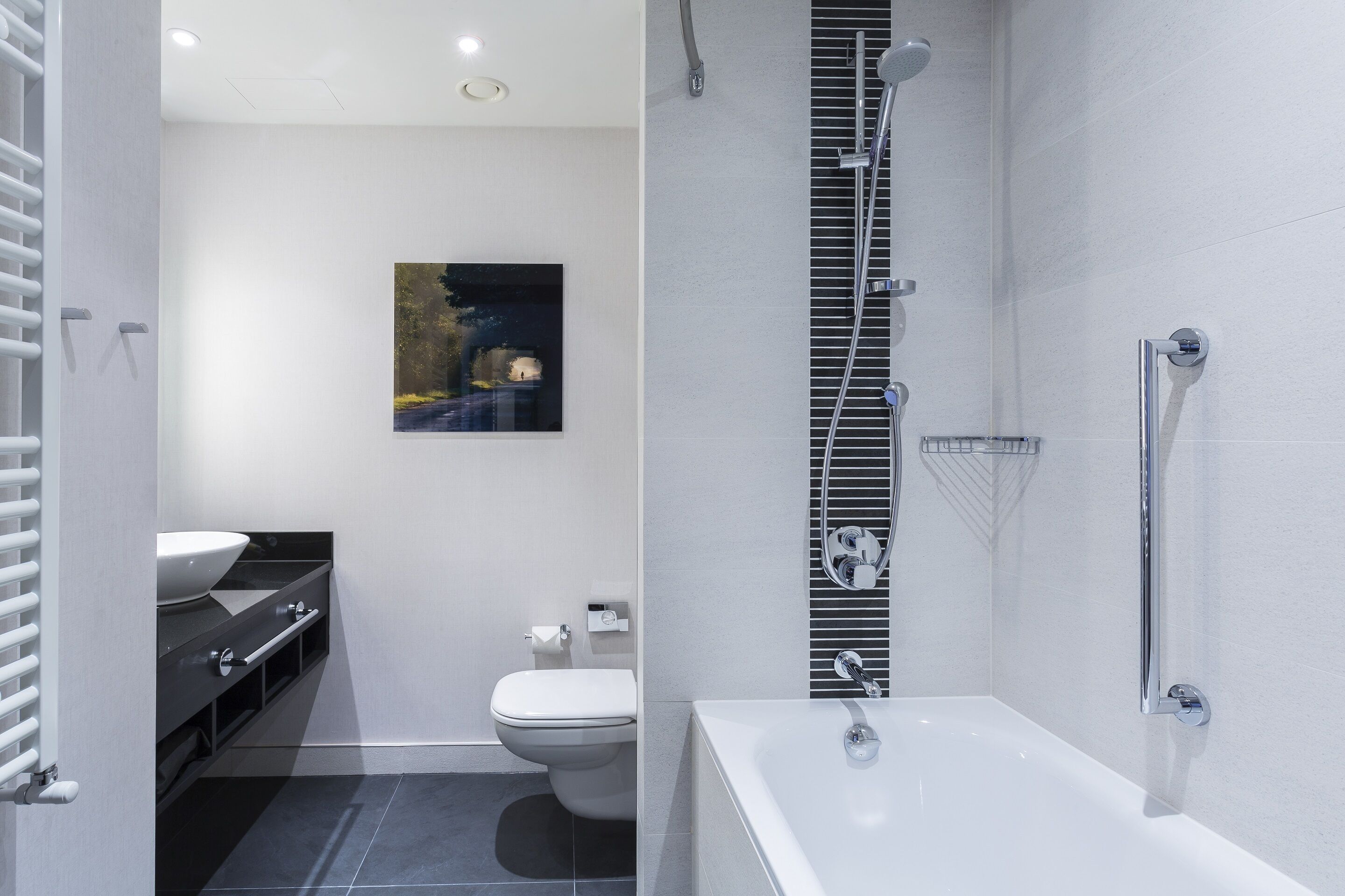 free toiletries, hair dryer, towels