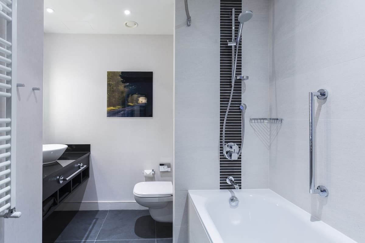 free toiletries, hair dryer, towels