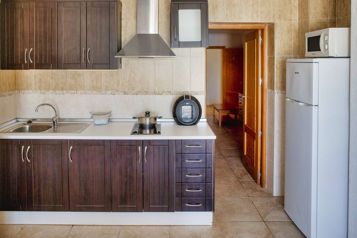 apartment, 1 bedroom, terrace, pool view | private kitchen