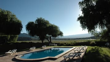 Outdoor pool, sun loungers