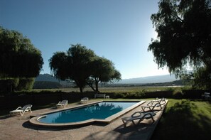 Outdoor pool, pool loungers