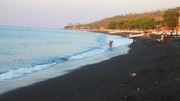 On the beach, scuba diving, snorkeling