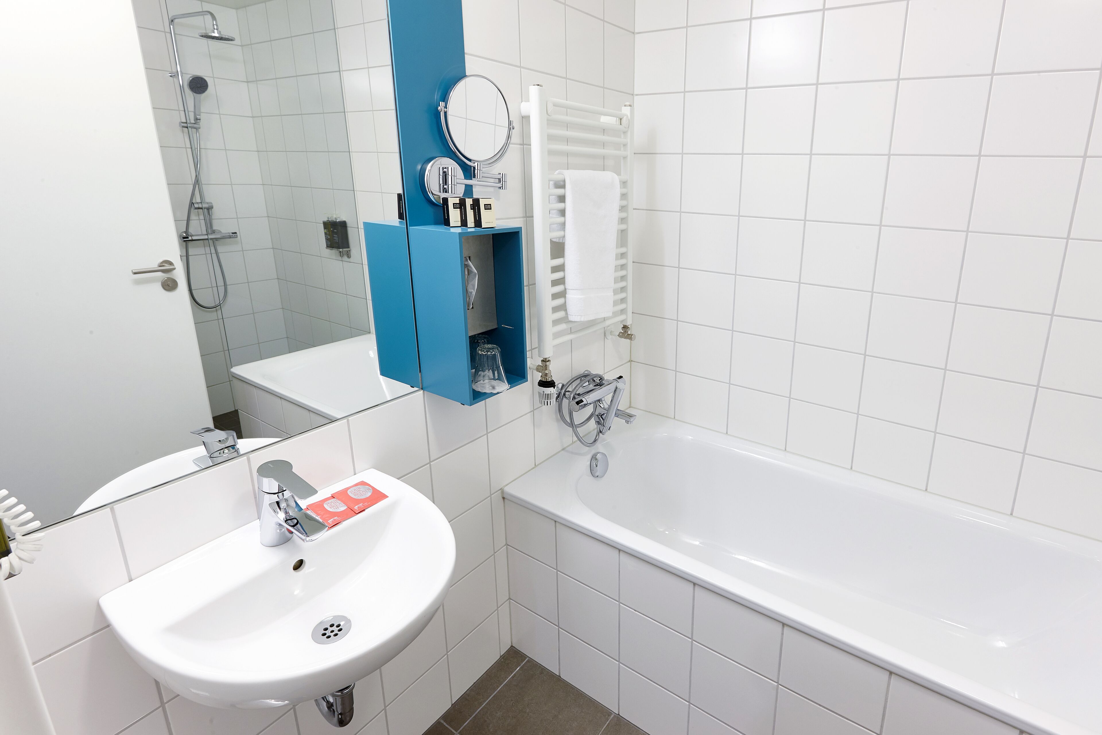 family room | bathroom | hair dryer, towels