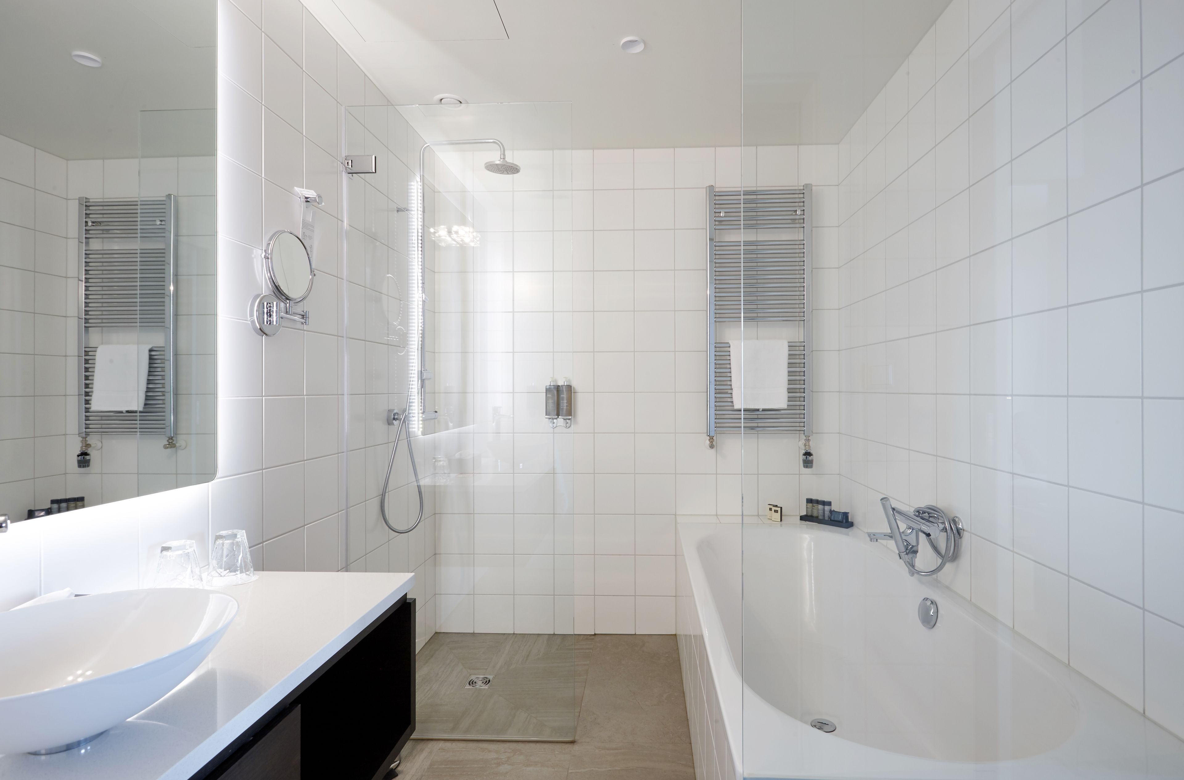 suite | bathroom | hair dryer, towels