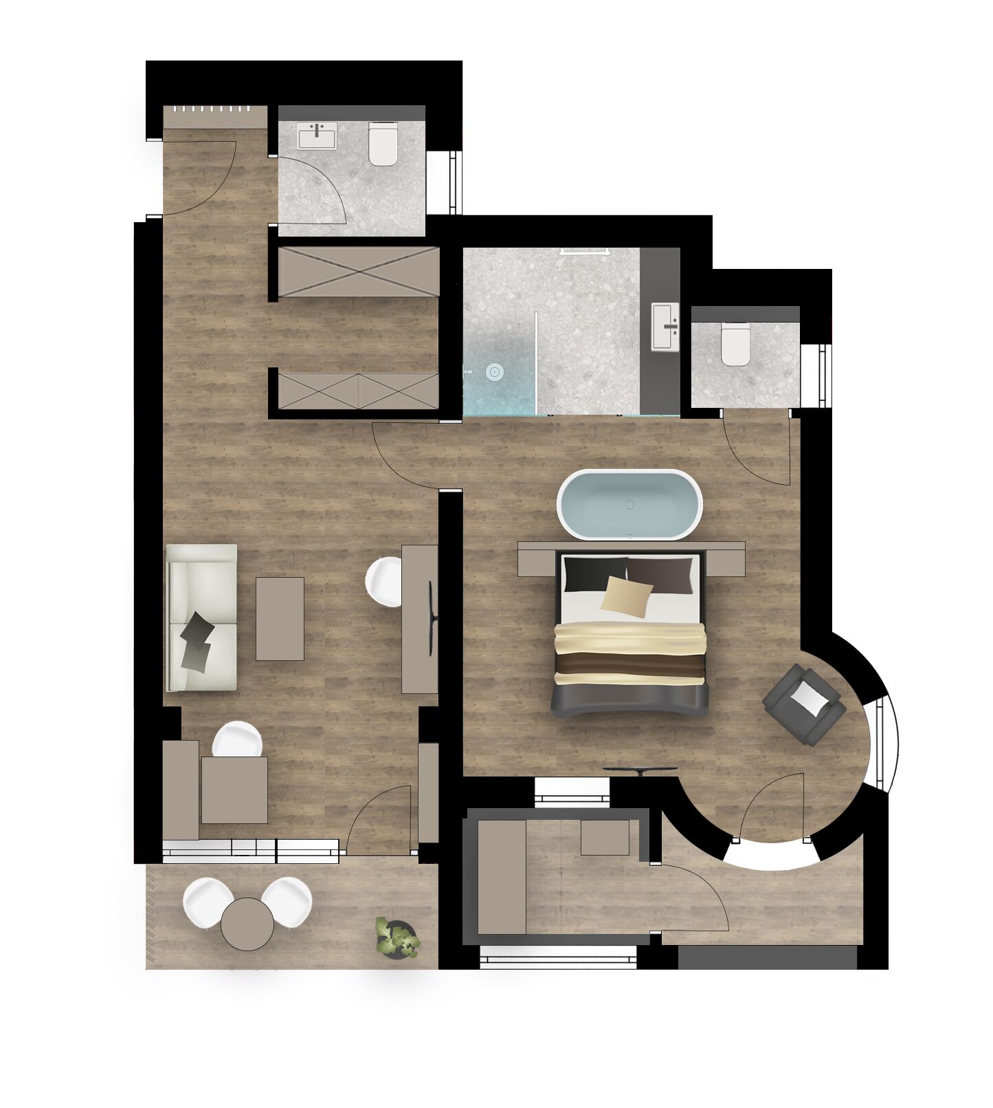 tower-suite with mountain view and terrace | in-room safe, blackout curtains, soundproofing, free wifi