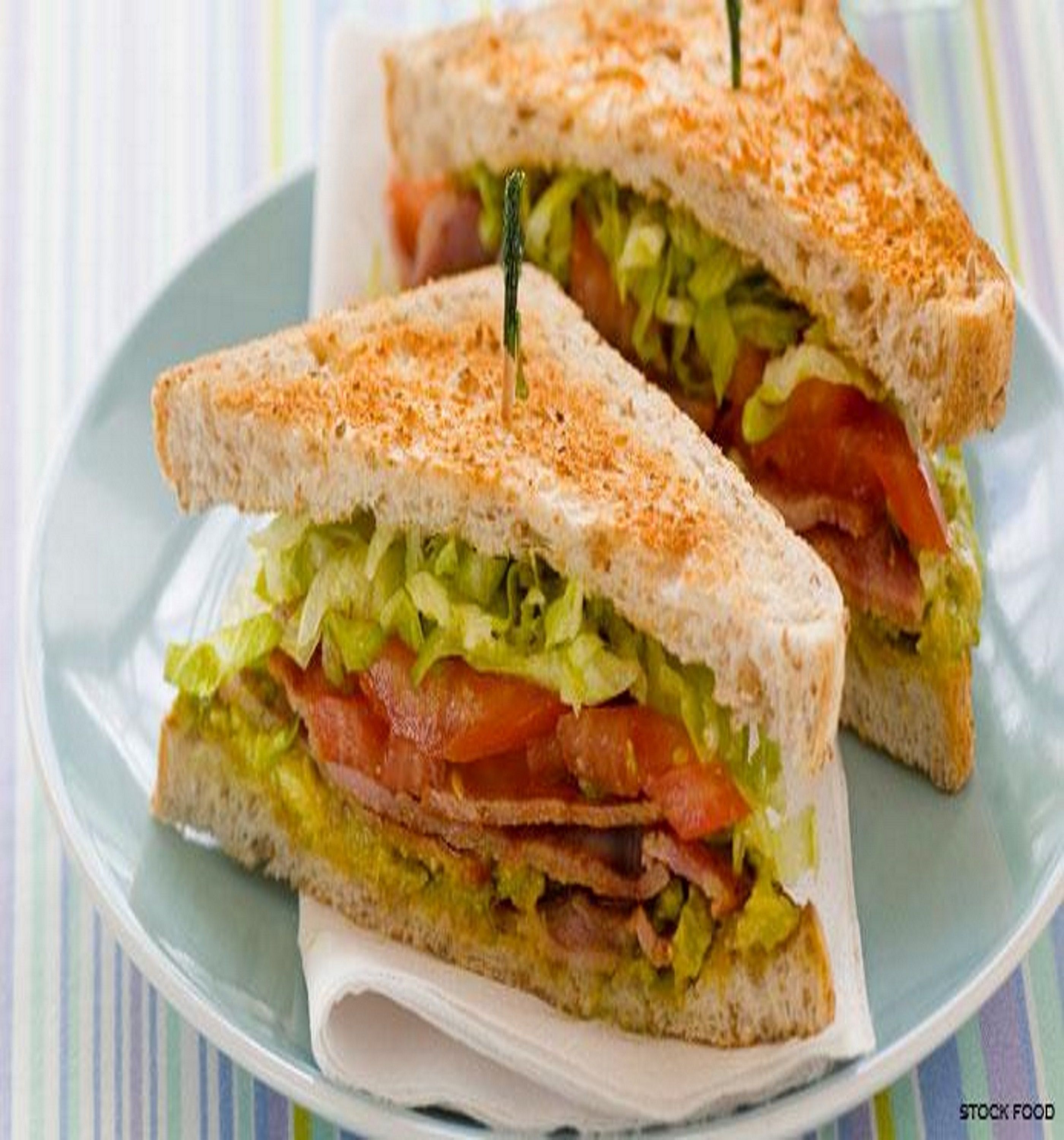 A sandwich on a plate.