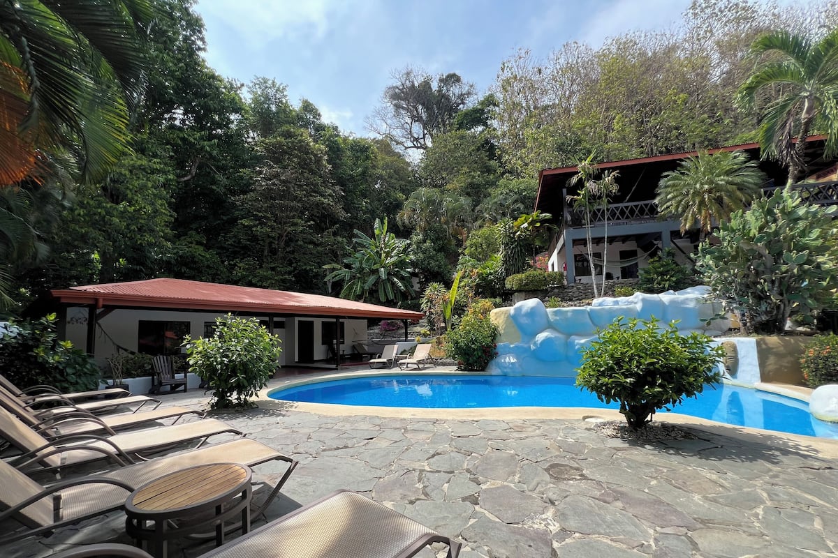 Quadruple Room, 2 Double Beds, Patio, Pool View | Blackout drapes, free WiFi, bed sheets