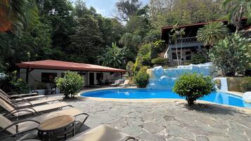 Quadruple Room, 2 Double Beds, Patio, Pool View | Blackout drapes, WiFi (free), bed sheets