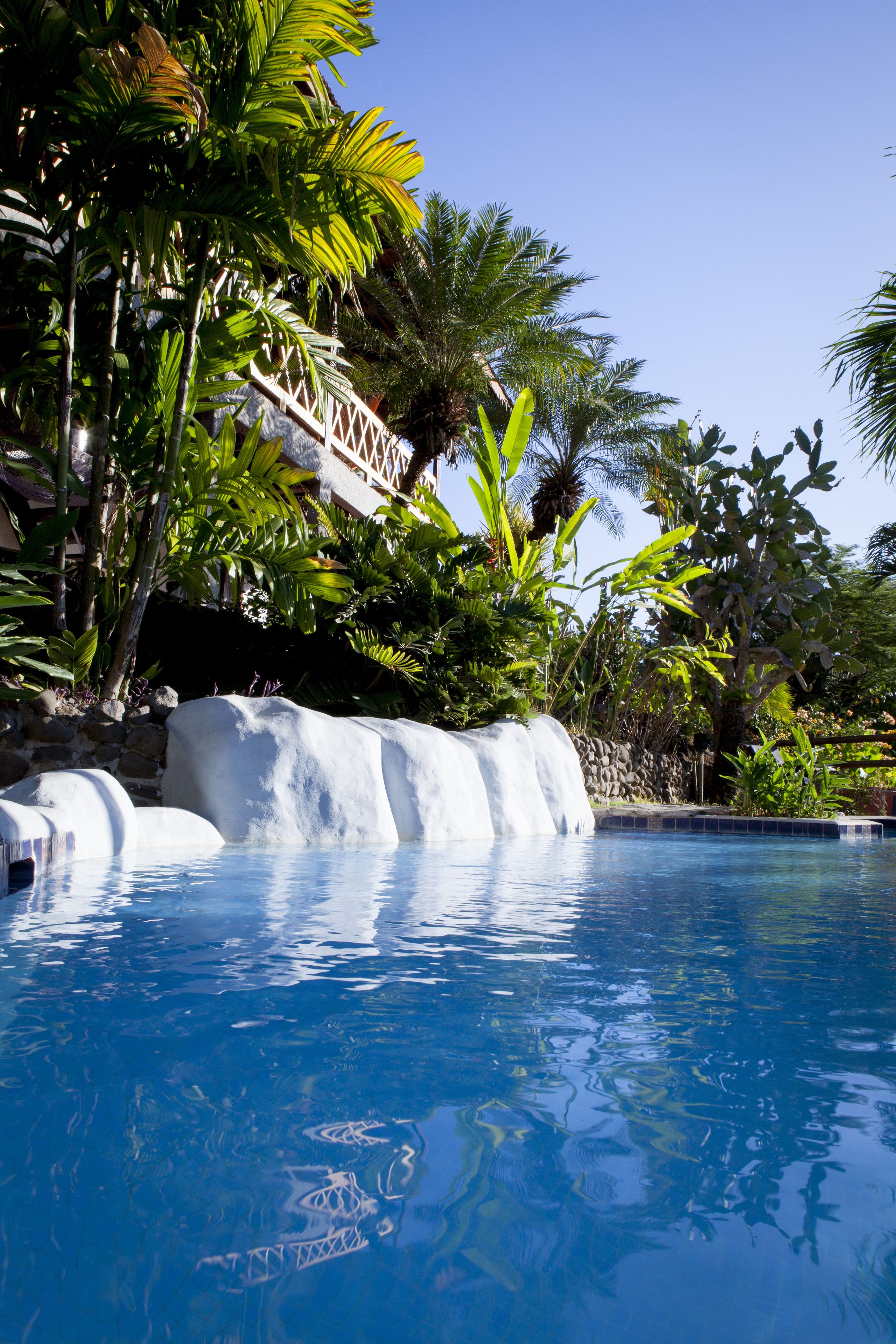 Outdoor pool, pool loungers