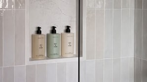 淋浴設備、淋浴花灑、名牌盥洗用品、吹風機