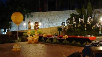 Outdoor banquet area