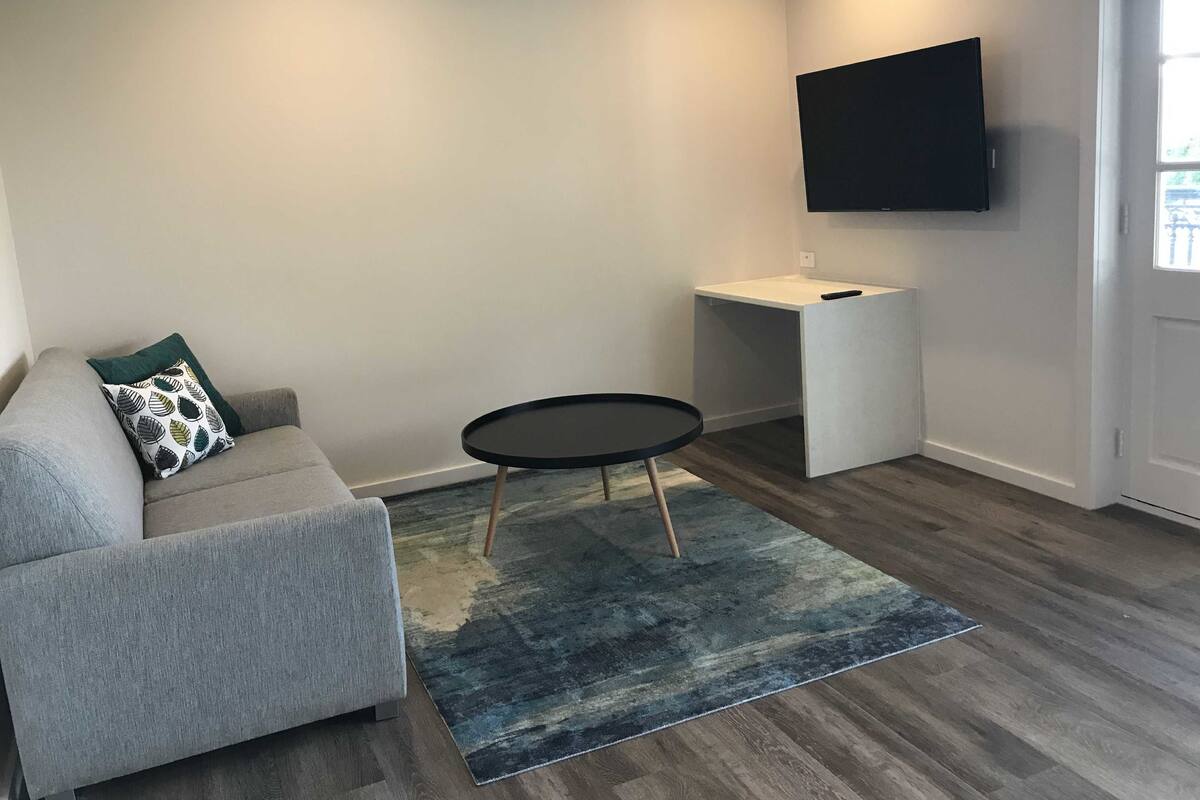 Deluxe Apartment, 1 Bedroom, Balcony, Ocean View | Living area | 50-inch Smart TV with digital channels, TV