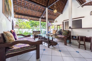 Flat-screen TV, DVD player