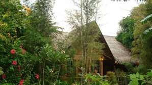 A house surrounded by dense tropical vegetation and a thatched roof. - The Sun Villa Resort and Spa Hilltop (Boracay Island)