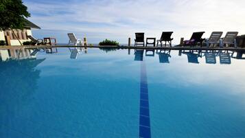 Outdoor pool, pool loungers