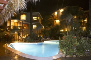 Outdoor pool, pool loungers