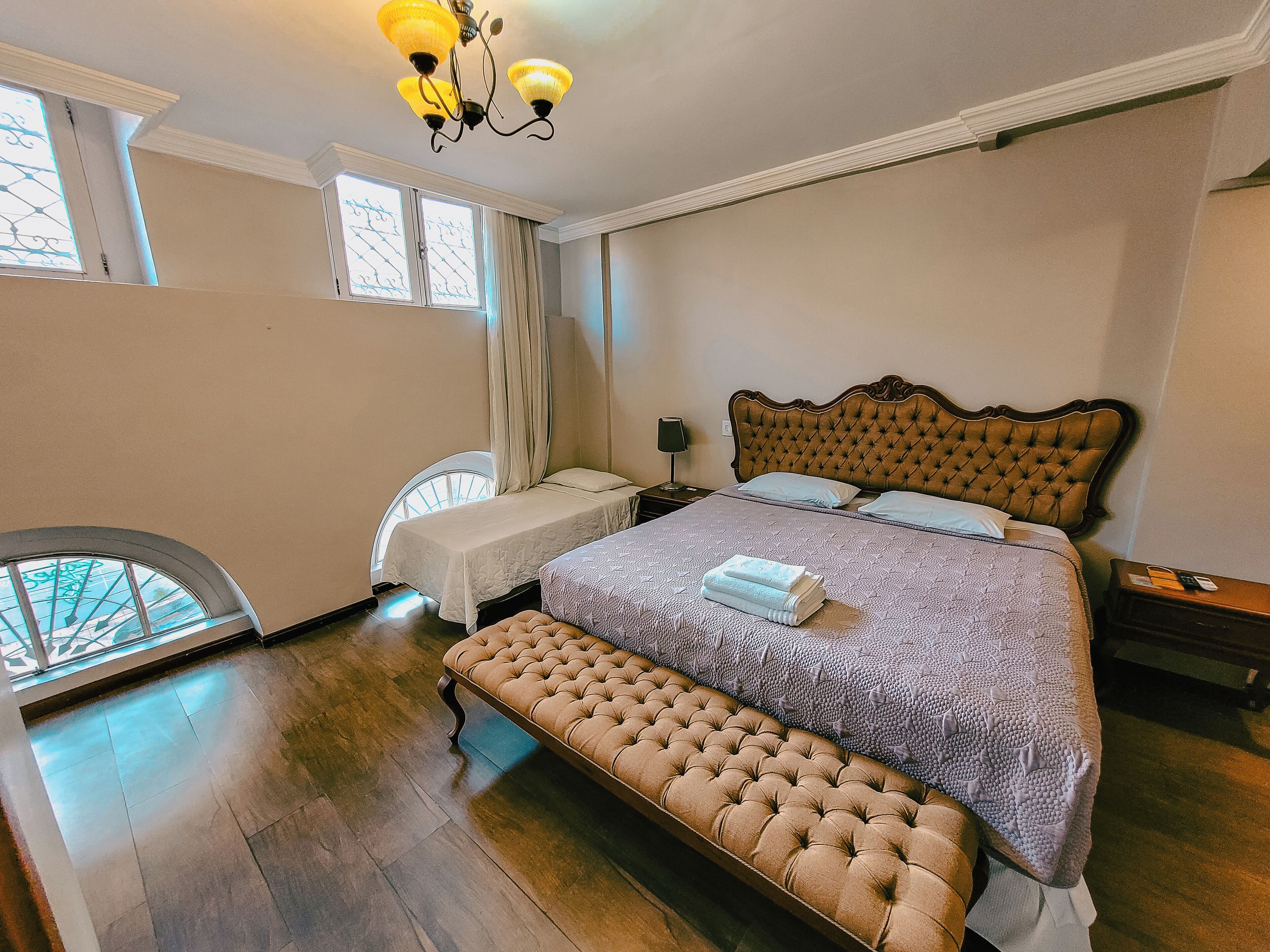 1 bedroom, desk, blackout curtains, iron/ironing board