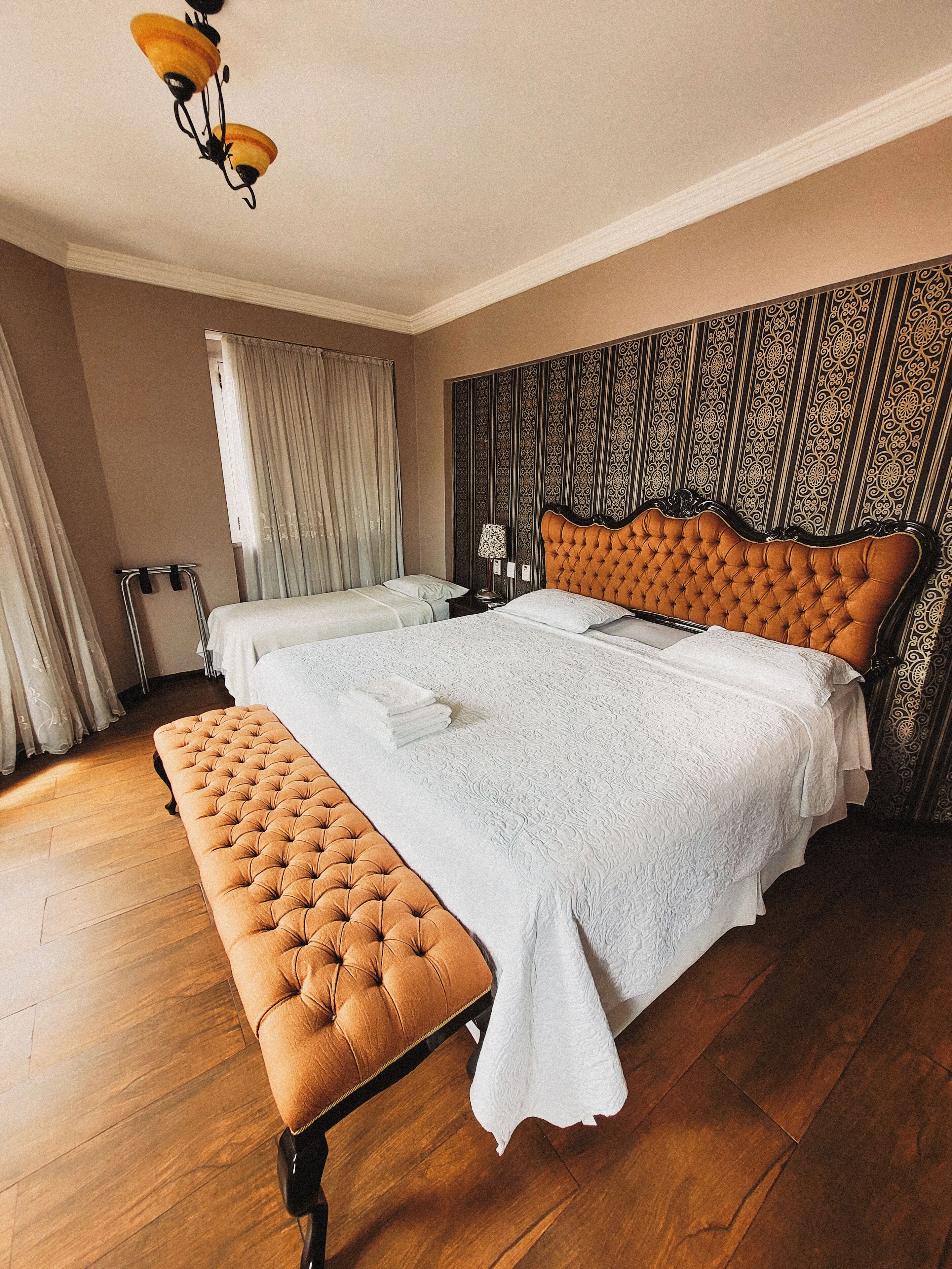 1 bedroom, desk, blackout curtains, iron/ironing board