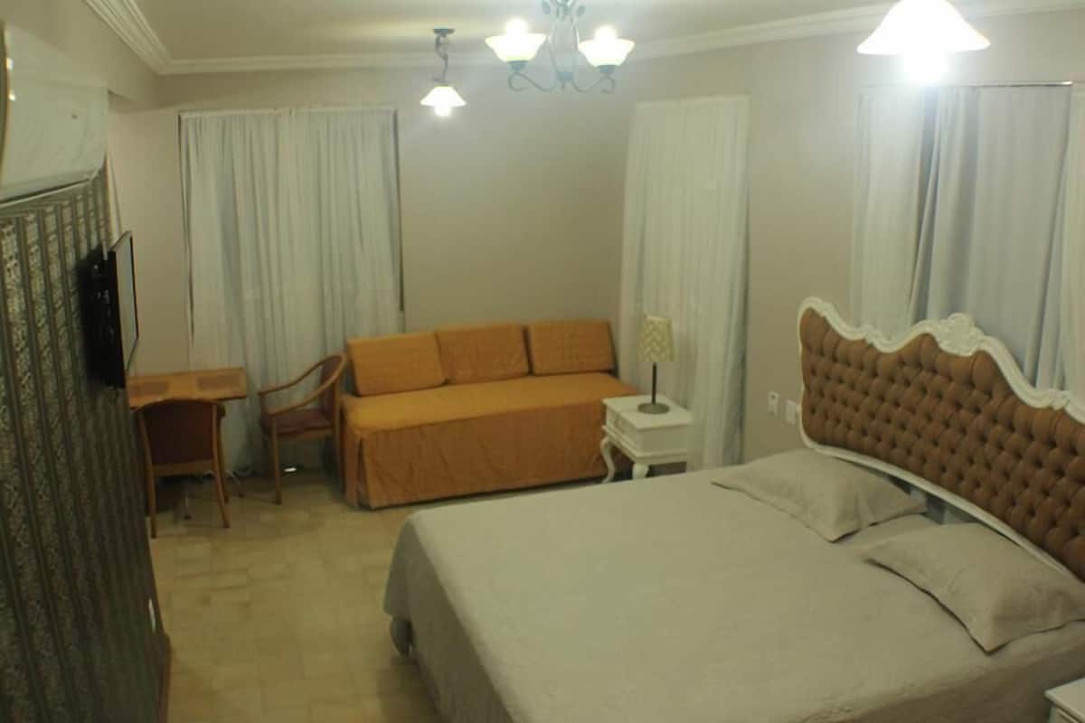 Desk, blackout curtains, iron/ironing board, free WiFi