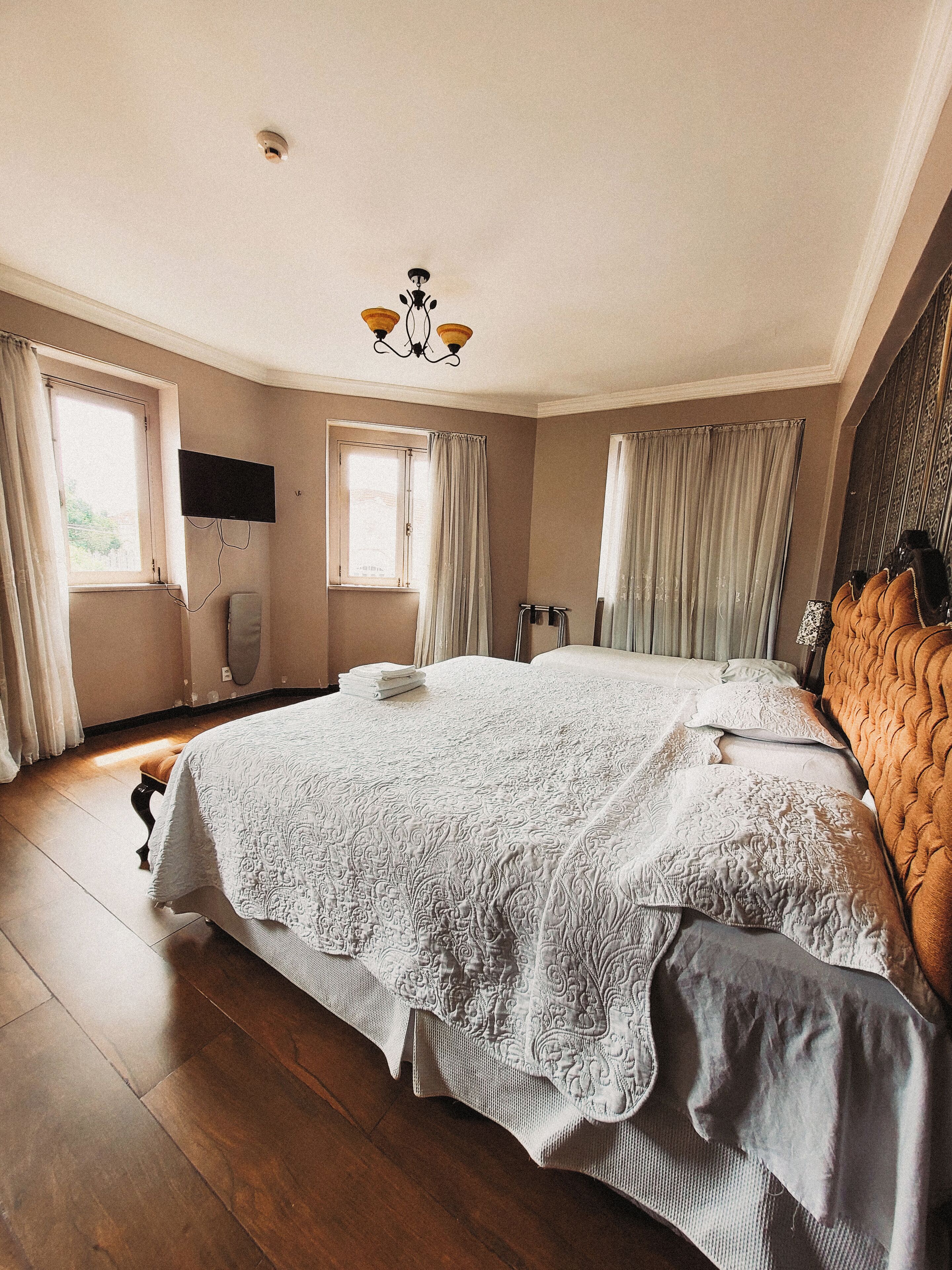 1 bedroom, desk, blackout curtains, iron/ironing board