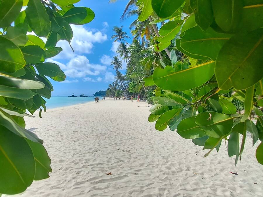 En la playa, arena blanca