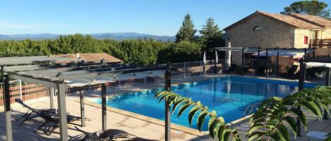 Outdoor pool, pool loungers