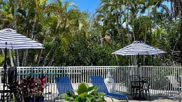 Outdoor pool, pool umbrellas