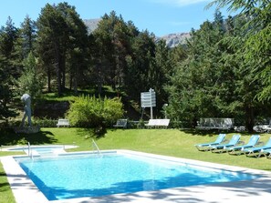 Indoor pool, outdoor pool, pool loungers