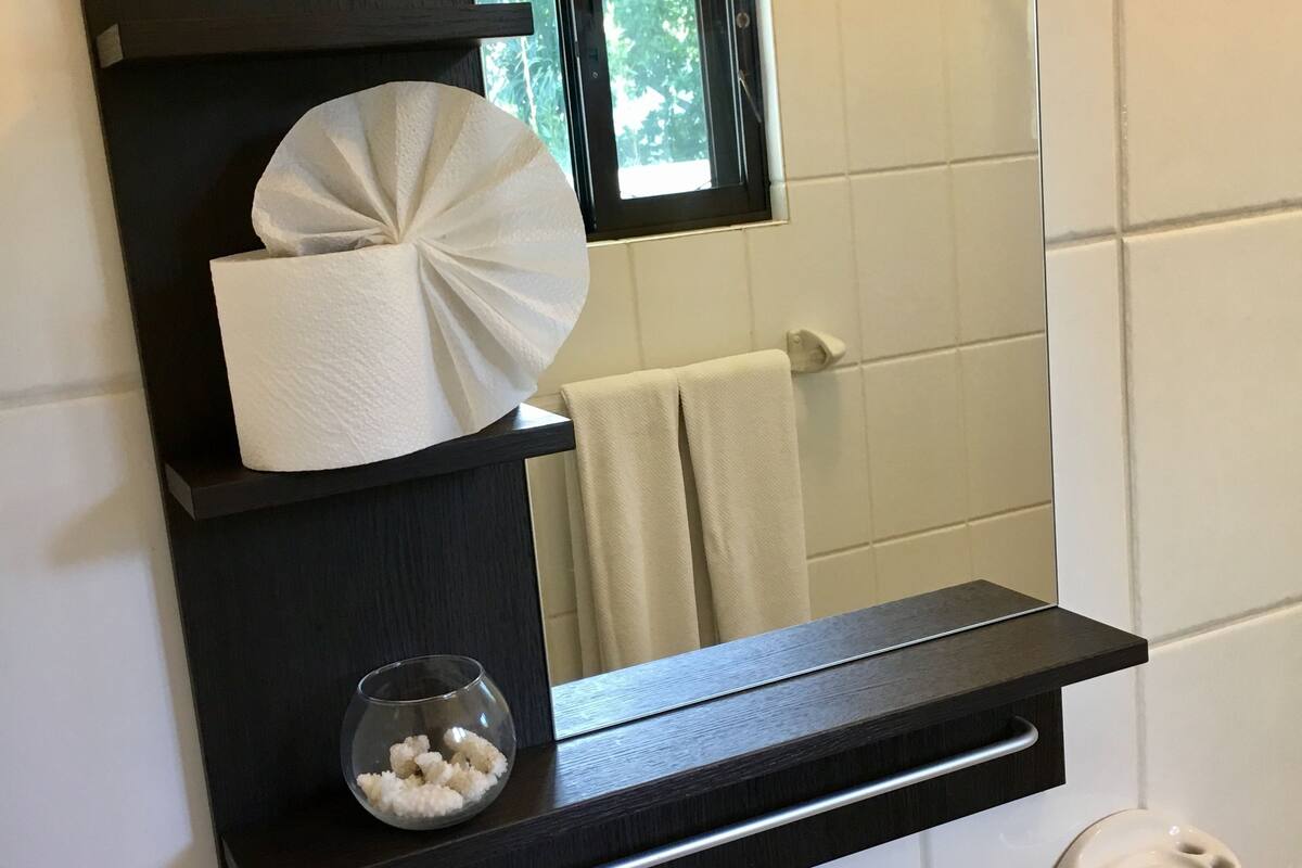 shower, towels, shampoo