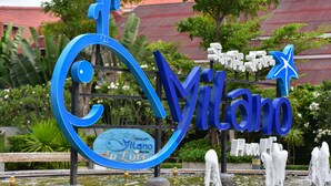 A sign with the name "Vilano" and "Hua Huan Love" in a stylized font, surrounded by a fountain and greenery. - Milano Hua Hin (Hua Hin)