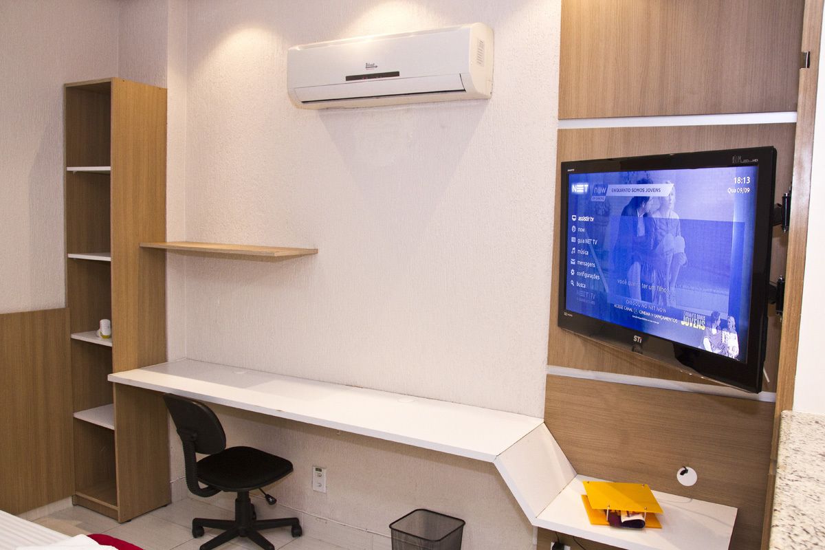 desk, blackout curtains, free wifi