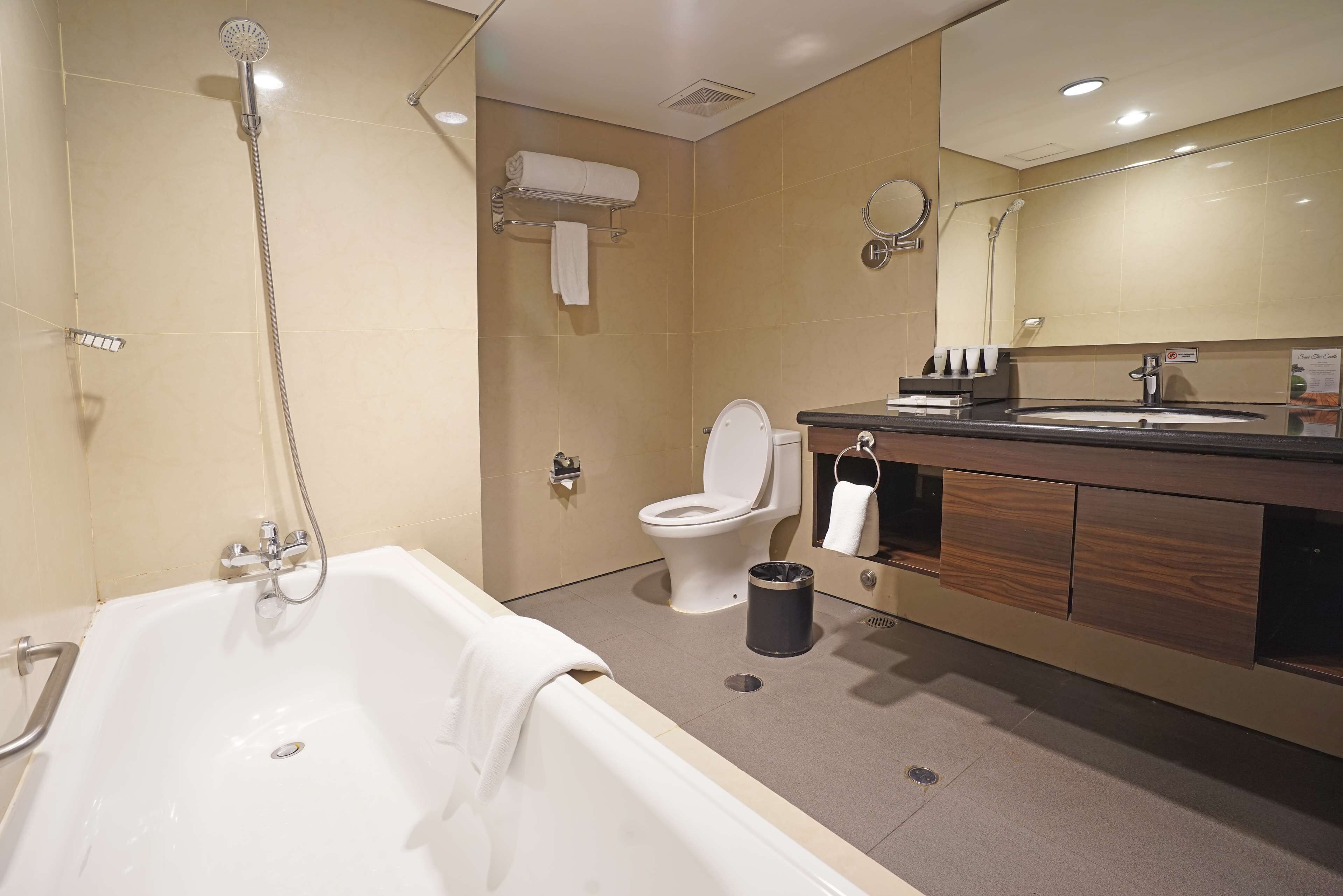 shower, free toiletries, hair dryer, slippers