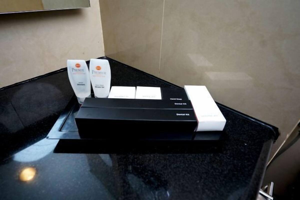 Shower, free toiletries, hair dryer, slippers