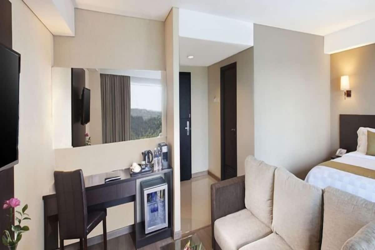 1 quarto, roupas de cama premium, frigobar, cofres nos quartos