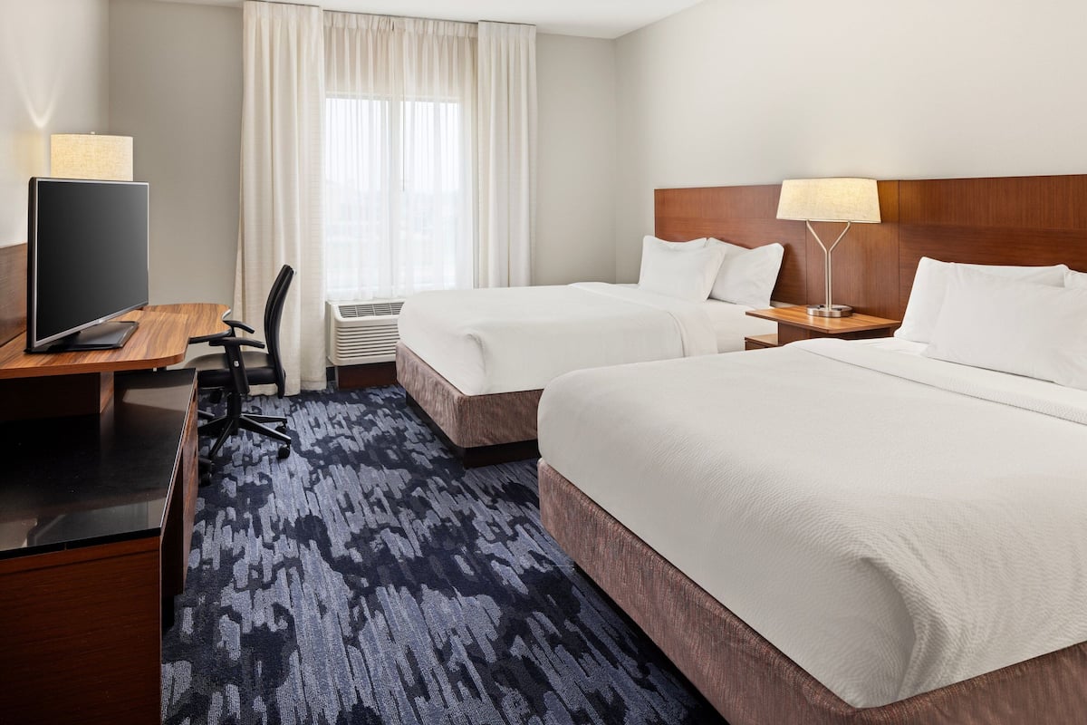 Room, 2 Queen Beds, Non Smoking | Down comforters, pillowtop beds, desk, blackout drapes