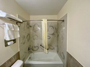 Standard Room 2 Full Pillow top Beds | Bathroom shower
