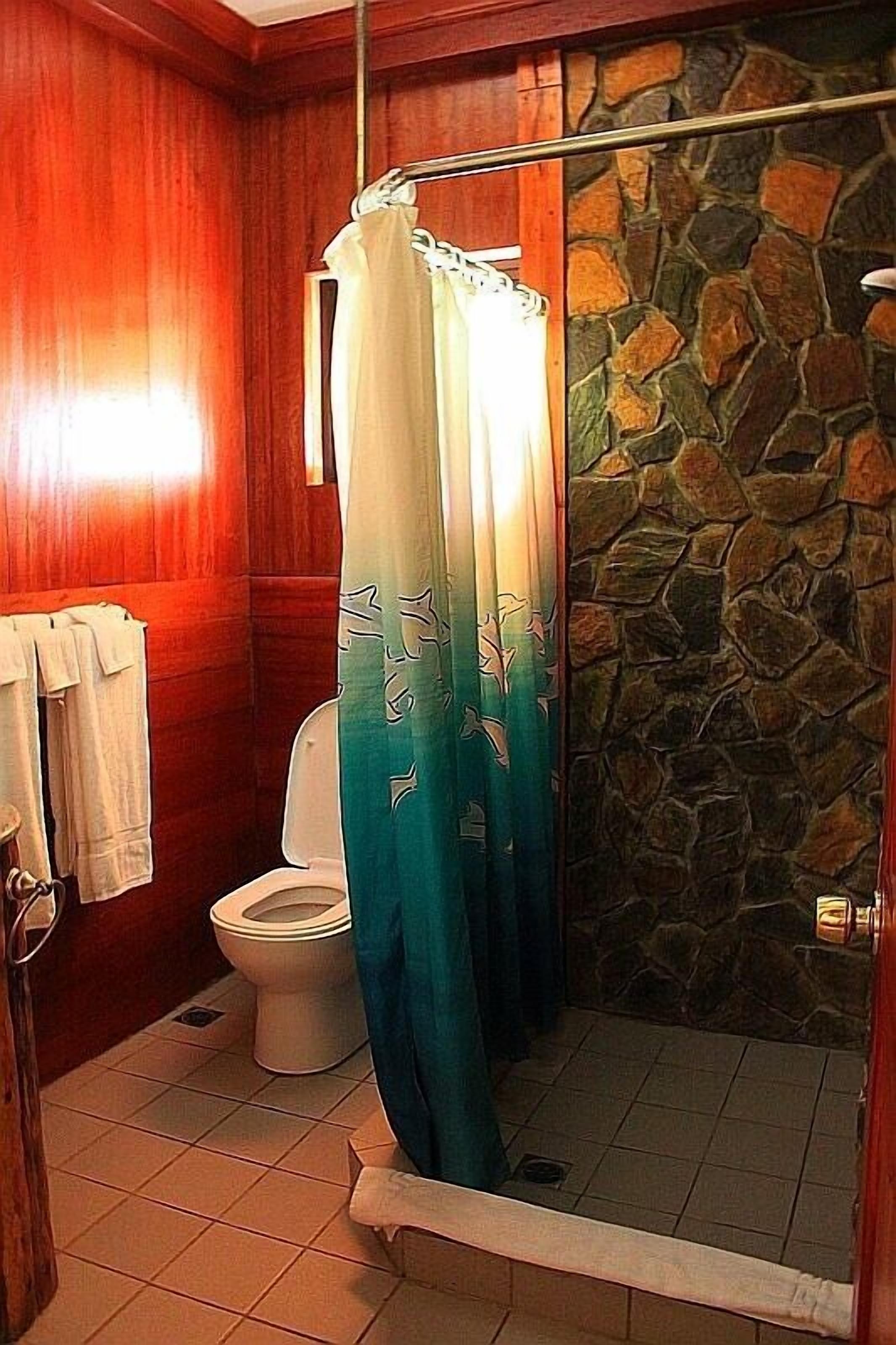 family room | bathroom | shower, free toiletries, towels